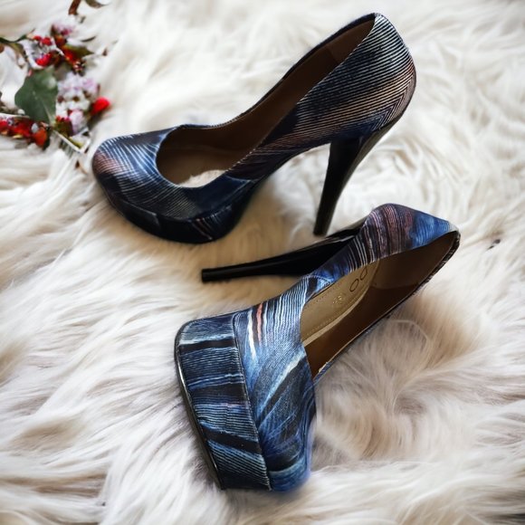 Aldo "Jerolda" Blue Multicolor Platform Stiletto Heels  Size 7 - Picture 1 of 14